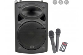 QTX | Rechargeable Battery 15" Portable PA Speaker System 500W | Complete With 2 x Wireless Mics, Media Player with Wireless Remote Aux, USB & SD card Inputs 