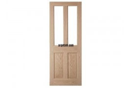 4 panel Etched Frosted Glazed Oak veneer LH & RH Internal Door, (H)1981mm (W)686mm