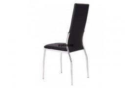 Black Faux Leather Dining Chair with Chrome leg finish