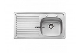 1.0 Bowl Kitchen Sink LH Drainer 2 Tap Hole 930mm L x 480mm W - Stainless Steel