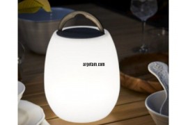 Grey & White Battery-Powered Rgb & Cool White Led Outdoor Lantern Speaker Light 