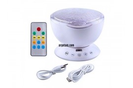 Ocean Wave Projector Light Remote Control Night Light with Built-in Music Player 12 LEDs 7 Color Changing Projector Lamp for Kids Adults Bedroom Living Room Decoration, White