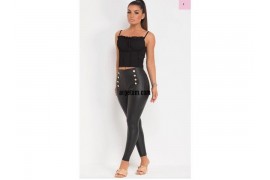 Black high waist leggings with gold buttons in sizes 8 upwards 